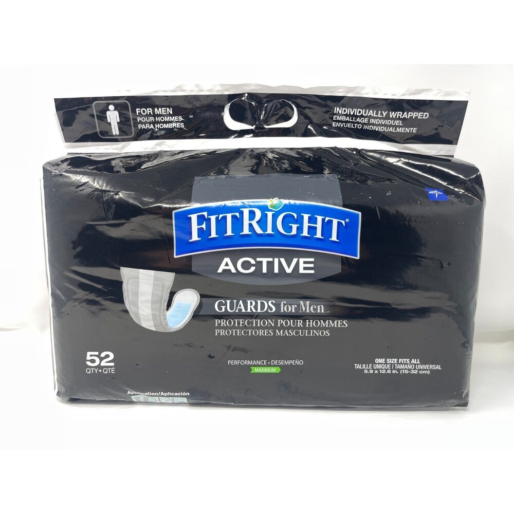 Medline FitRight ActivEdge Guards Men Incontinence Protection One Size  52 Ct